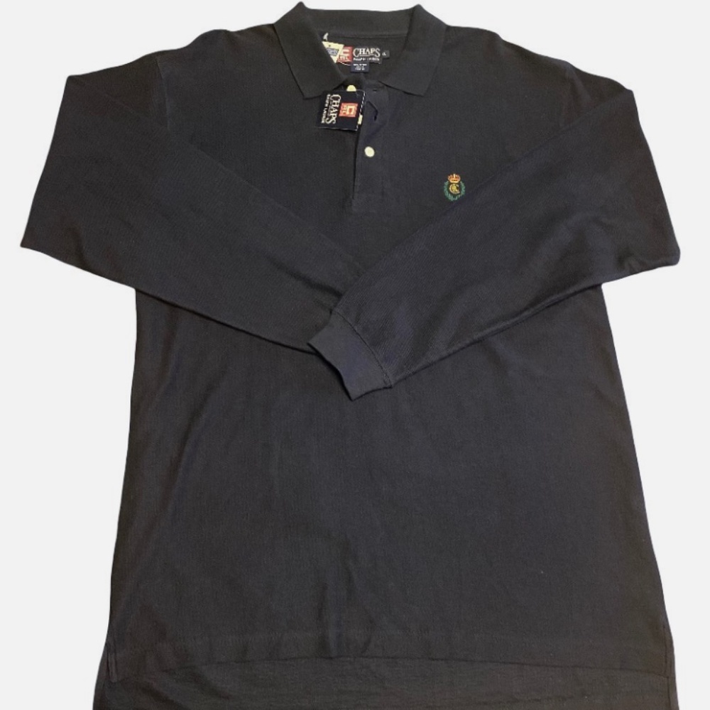 NWT Vintage Navy RALPH LAUREN CHAPS Mens Crown Collar Shirt Size Large